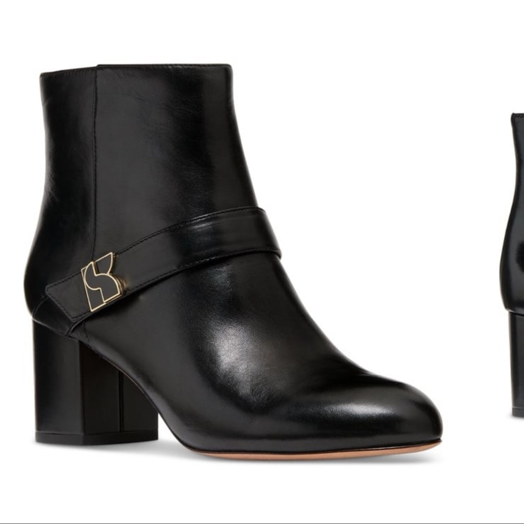 Kate Spade Elegant Black Ankle Booties With Gold Detail